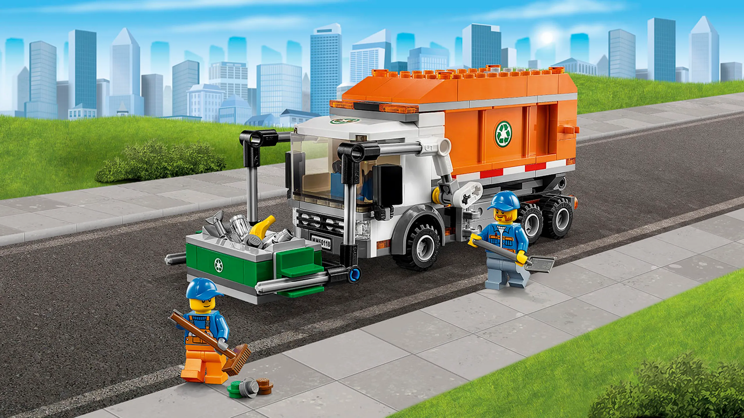 LEGO City Kule kjøretøy søppelbil, avfallscontainer og minifigurer – Søppelbil 60118