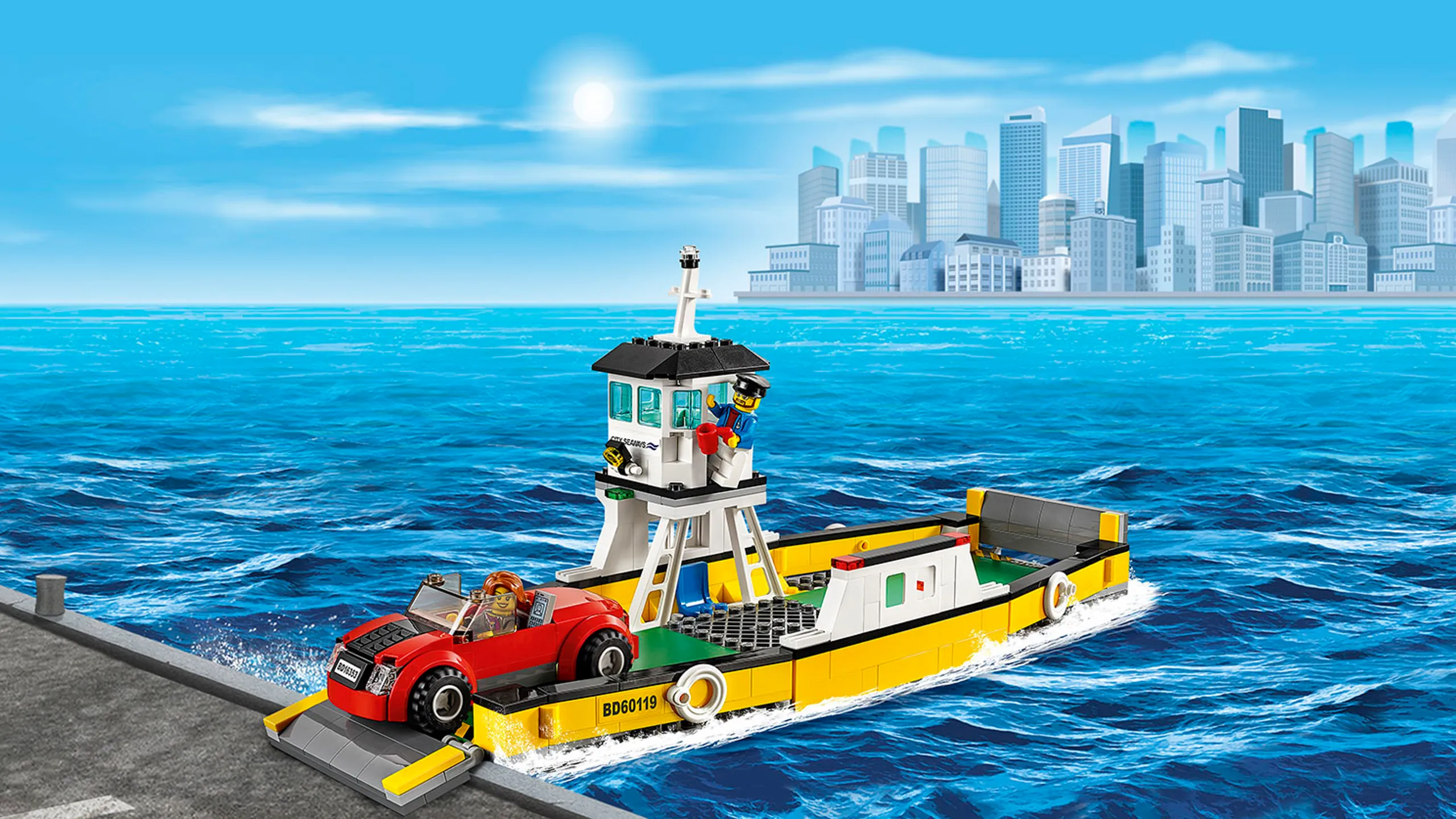 Superpojazdy LEGO City: samochód wjeżdżający na prom —Prom 60119