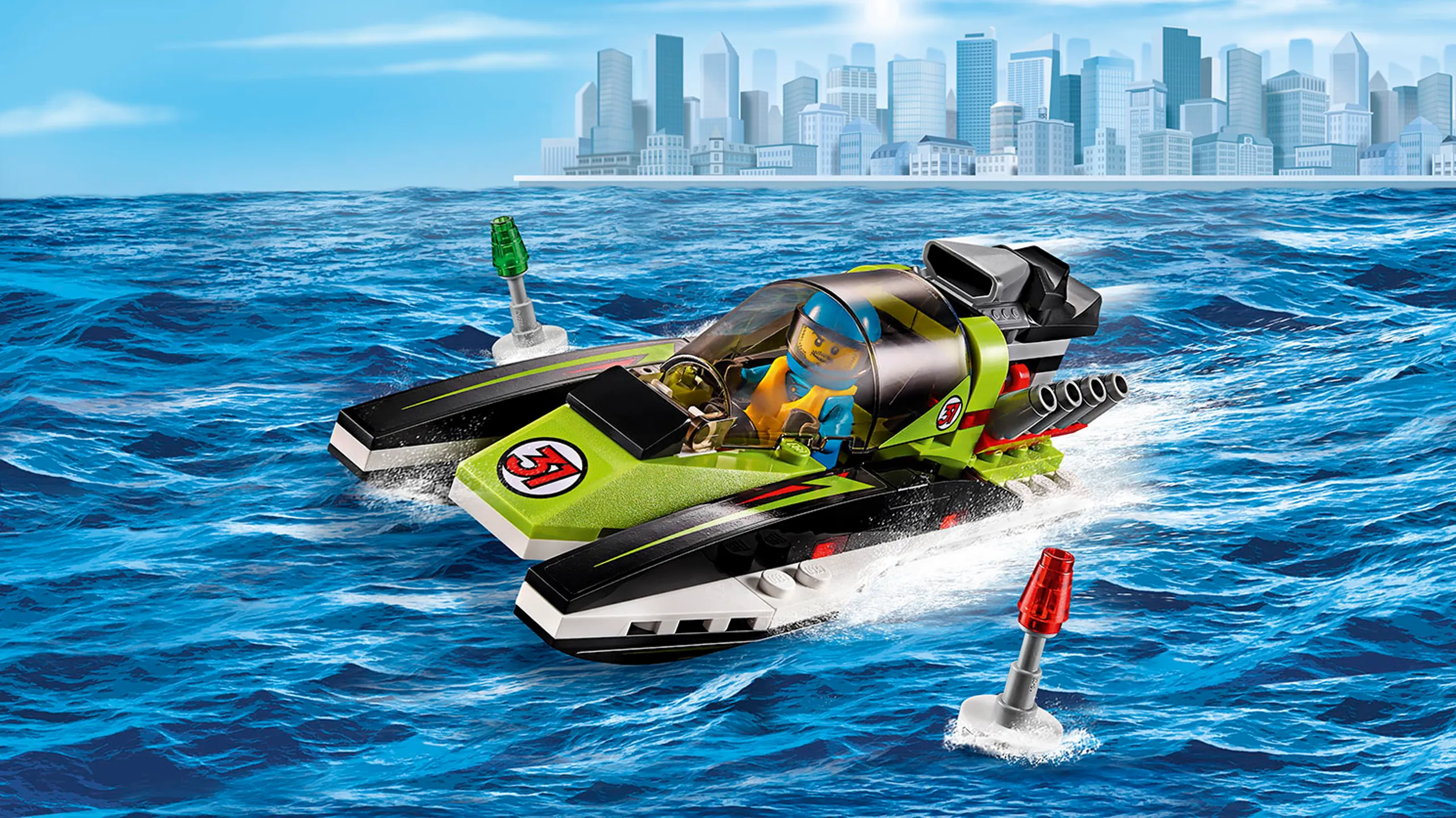 LEGO City Skvělá vozidla zelený závodní člun – Závodní člun 60114
