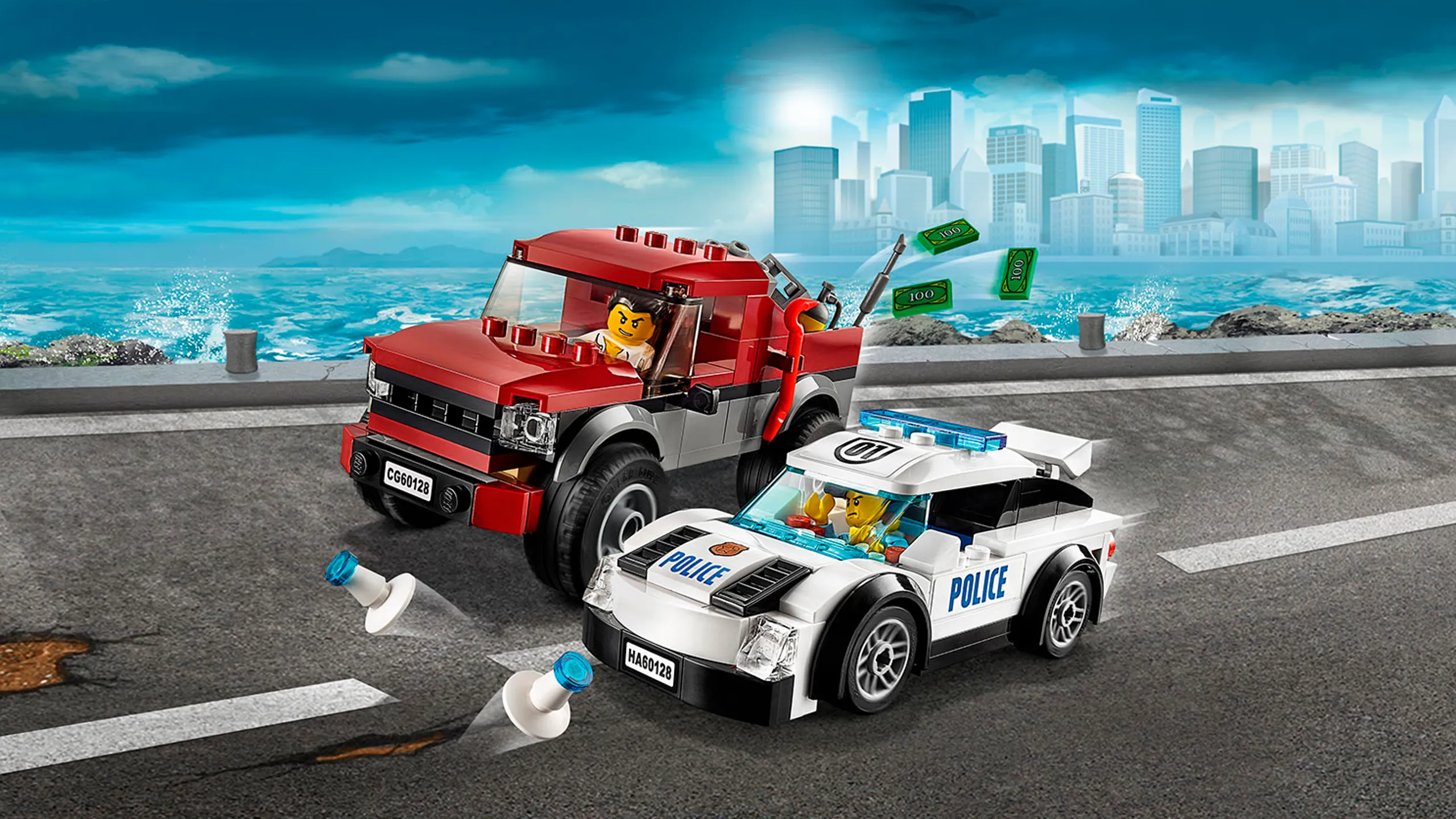 Furgone pick-up e supercar della Polizia LEGO City – Inseguimento della Polizia 60128