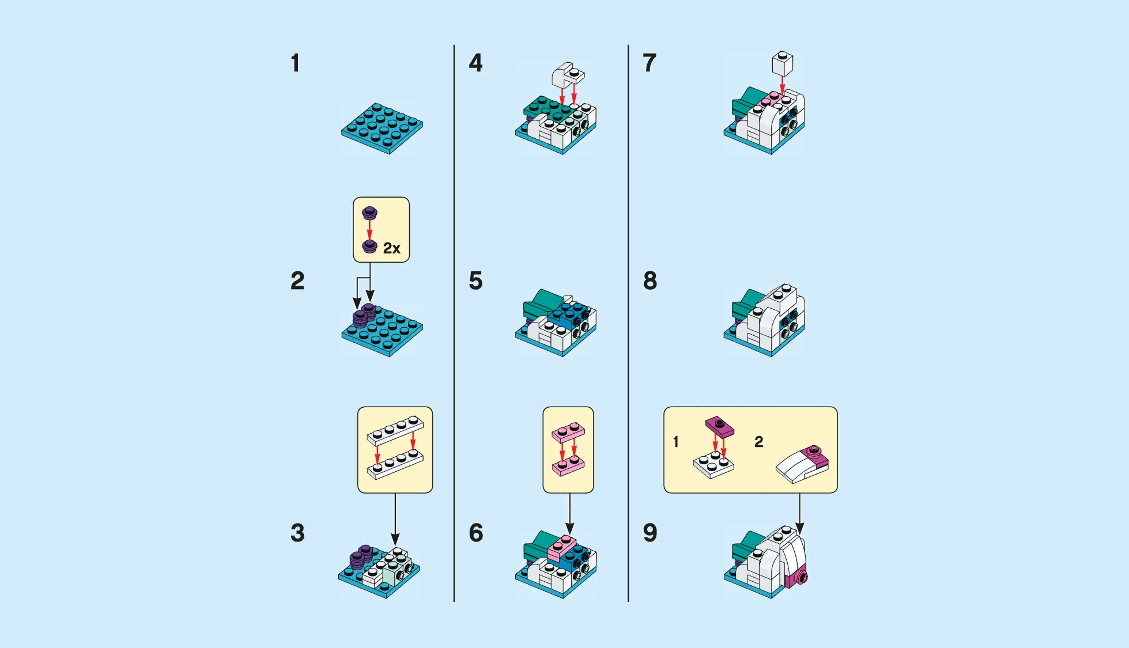 LEGO building instructions to create a unicorn