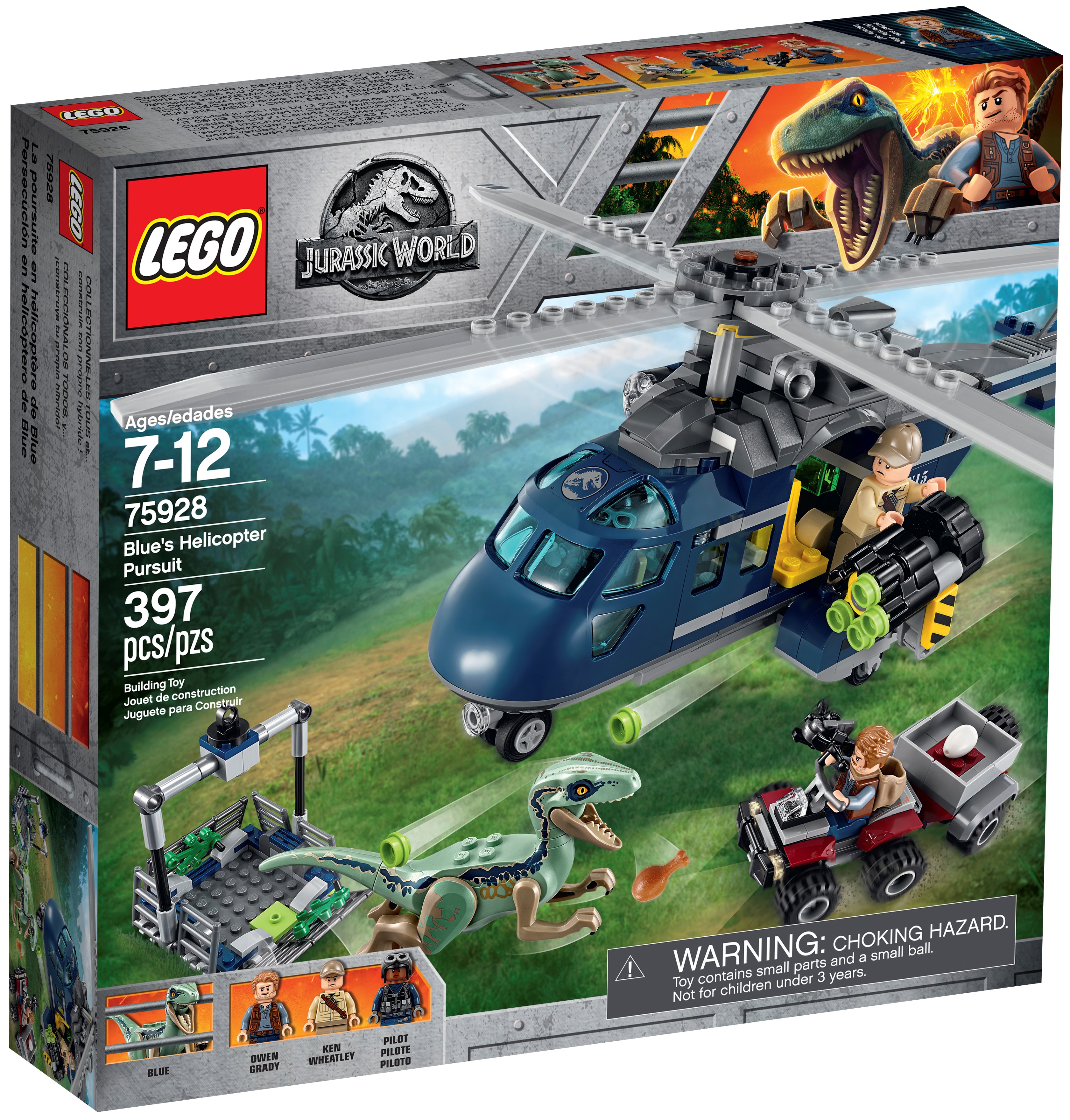 lego jurassic world blue's helicopter pursuit 75928