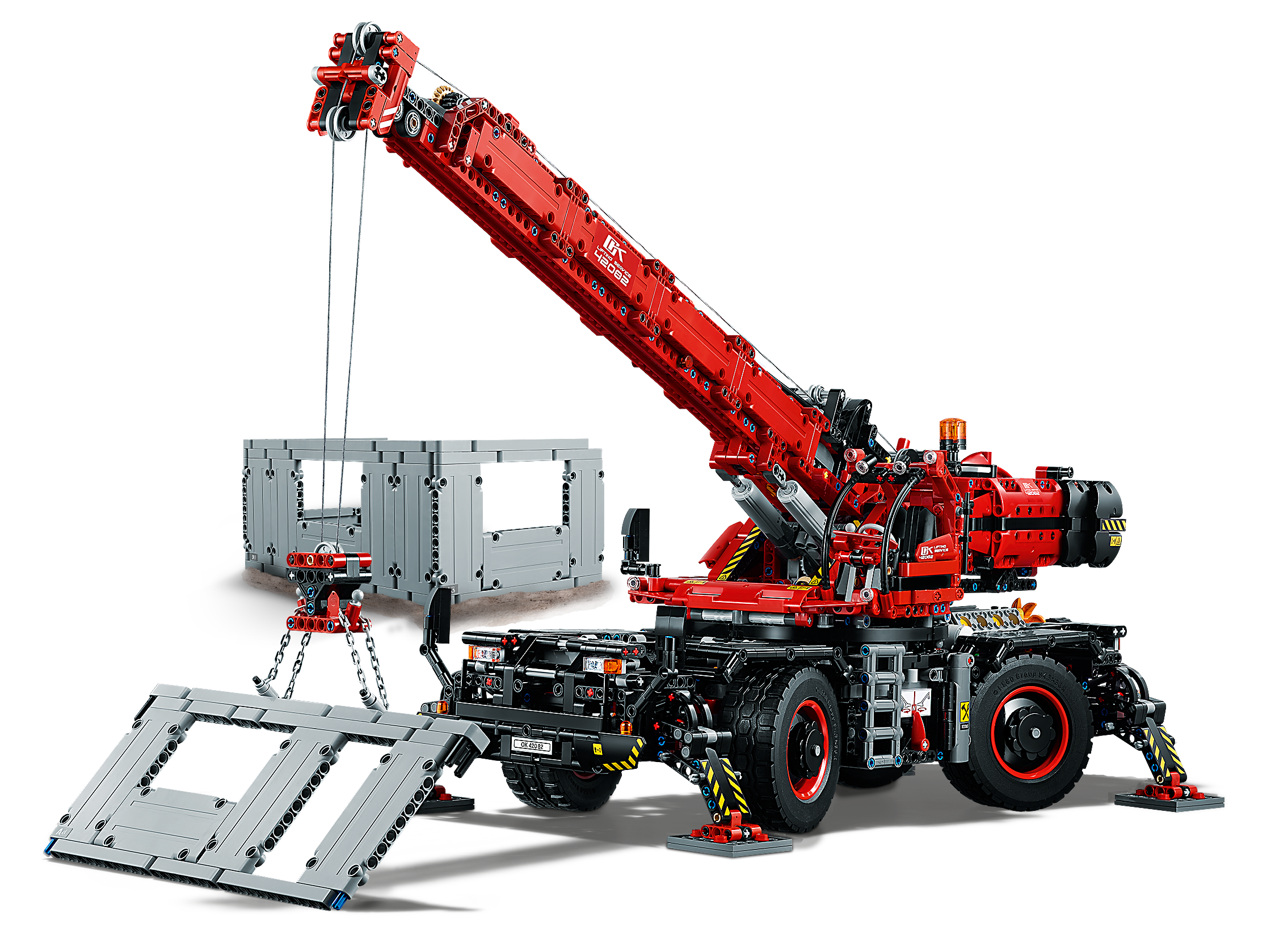 red lego crane