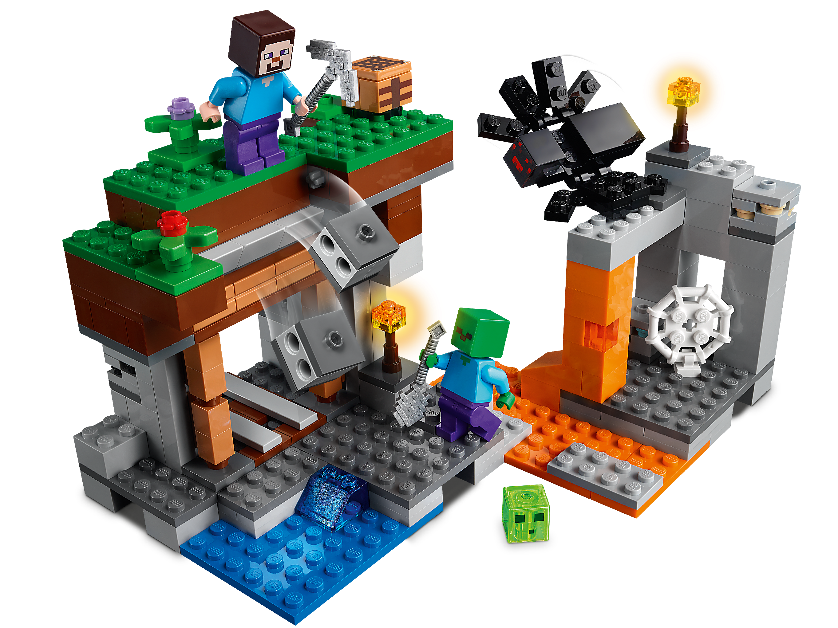 LEGO Minecraft The Abandoned Mine Building Toy, 21166 Zombie Cave with  Slime, Steve & Spider Figures, Gift idea for Kids, Boys and Girls Age 7 plus