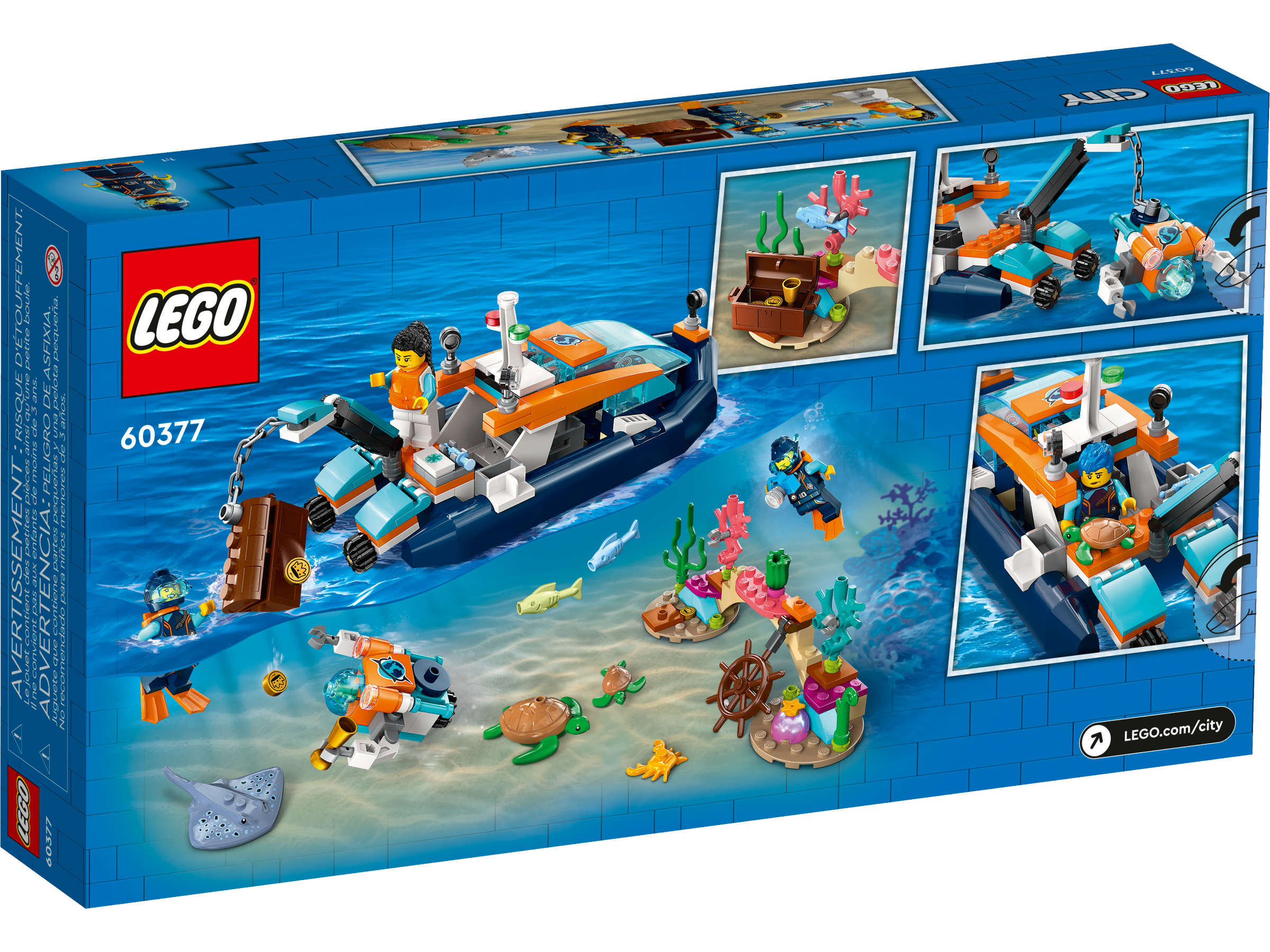 LEGO City Le Bateau d'Exploration Sous-Marine 60377 LEGO : la boîte à Prix  Carrefour