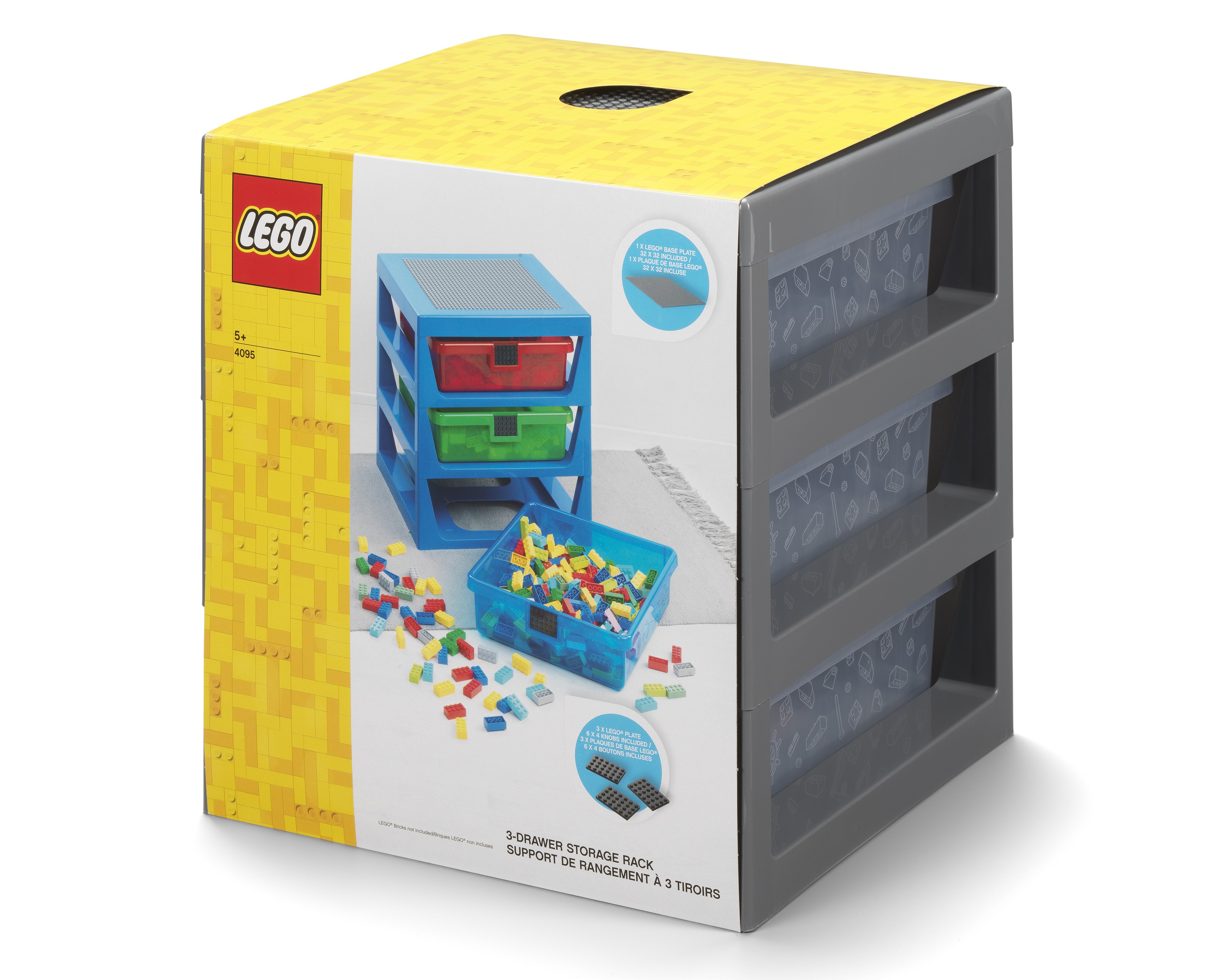 LEGO Iris 3-drawer Hard Plastic Storage Container Bin Organizer