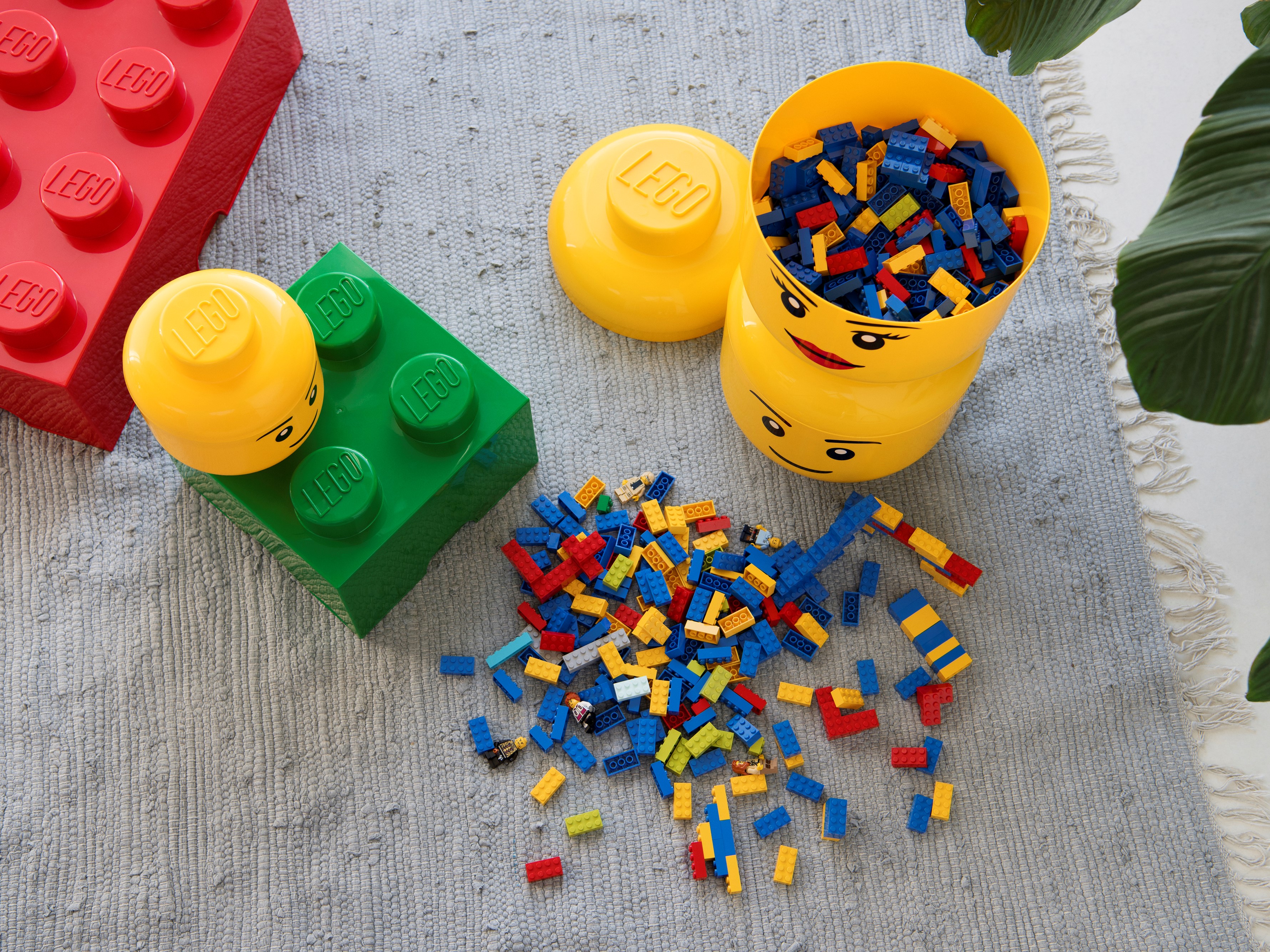 LEGO Storage Brick Boîte de Rangement Tête Garçon Fâché 