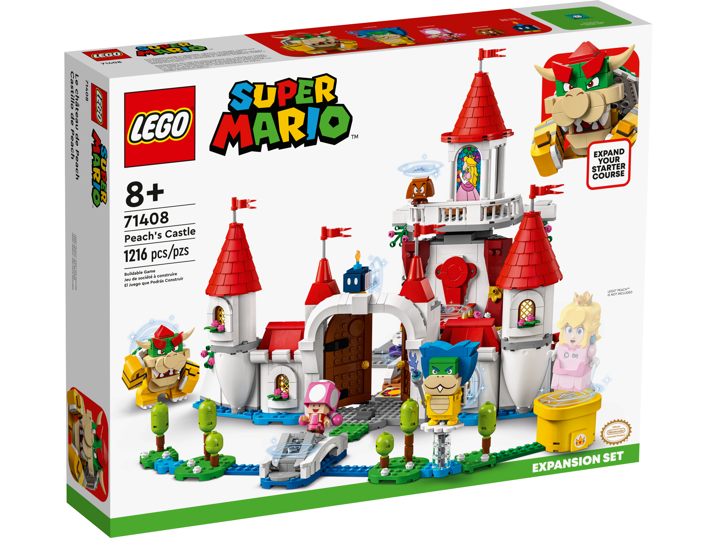 LEGO 71408 Super Mario Ensemble d'Extension Le Château de Peach, Jeu de  Construction, pour Figurine Interactive, Château Fort Jouet, Enfant 8 Ans