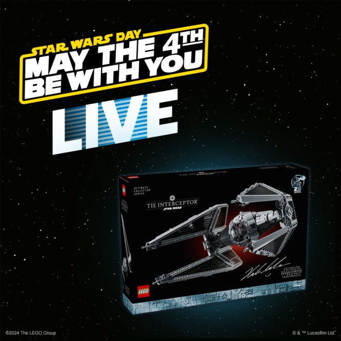 <b><a href="https://www.lego.com/live/may-fourth?icmp=LP-SHCC-Standard-Grid_SW-P-SW-3G5ED7UXIA" style="color: #FFFFFF">LEGO® Star Wars™ Livestream<br/>Watch now
</a></b>
