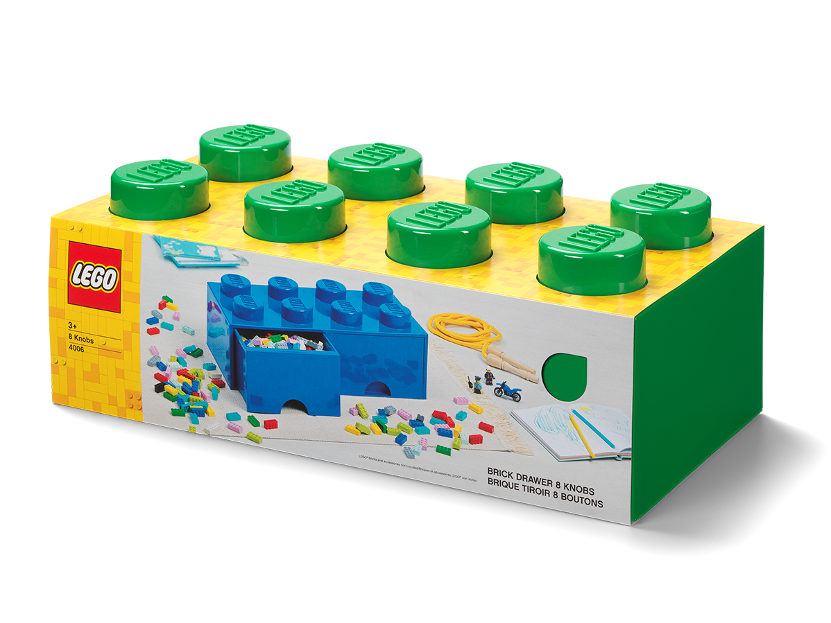 Brique jaune de rangement LEGO® à tiroir et à 8 tenons