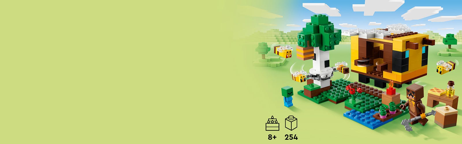 LEGO Minecraft 21241 La cabane Abeille, Jouet, Ferme avec Maison, Zombie et  Figurines Animaux pas cher 