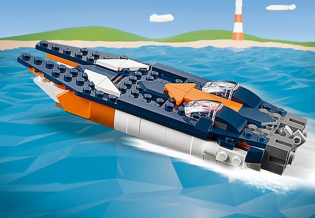 LEGO Creator 31126 - L’Avion Supersonique, Jouet 3 en 1 Hélicoptère  Bateau Avion pas cher 