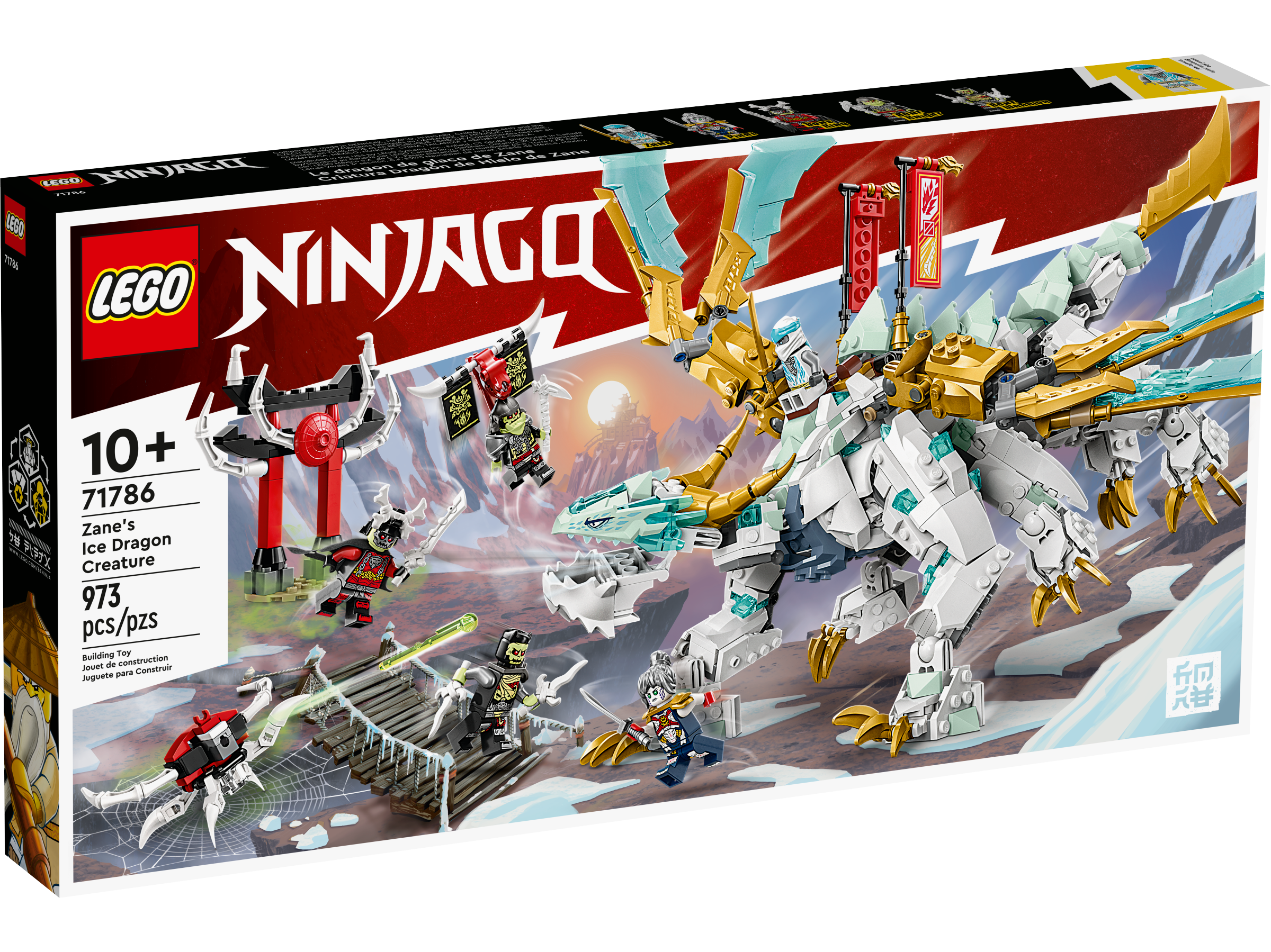 LEGO NINJAGO 71786 La Créature Dragon de Glace de Zane, Jouet 2-en-1,  Figurine de Dragon et Minifigurines - Zoma