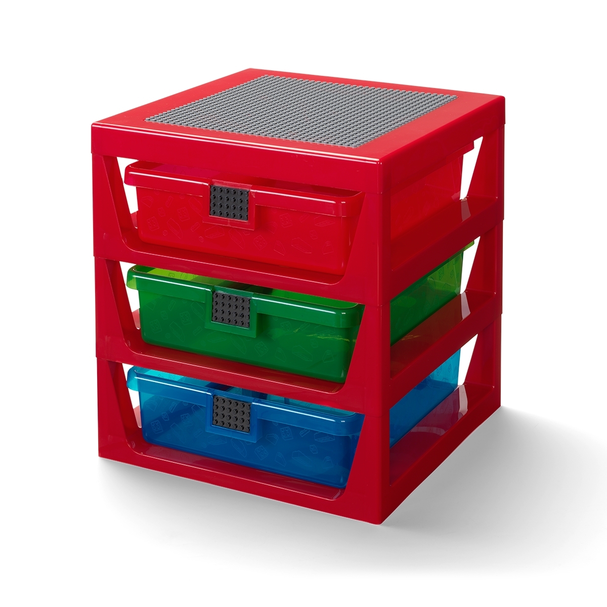 Lego 3-Drawer Rack (Transparent Red)