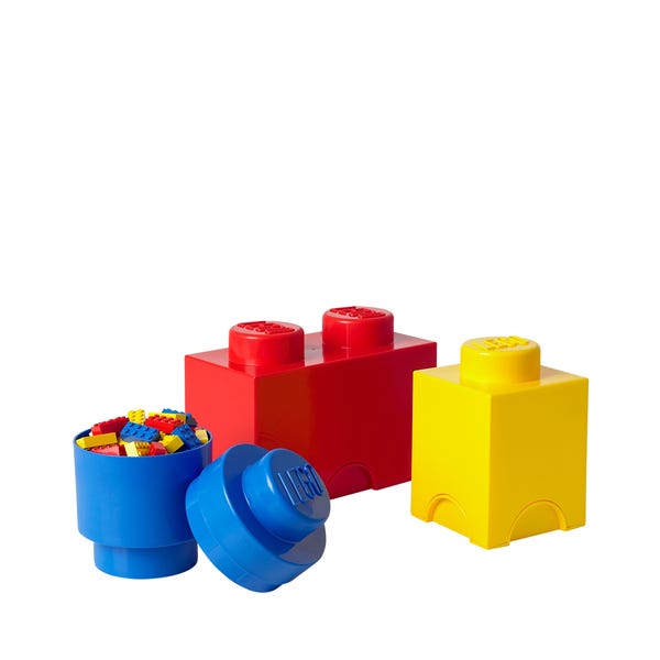 4 Lego Storage Stacking Blocks And Face Storage Container Various