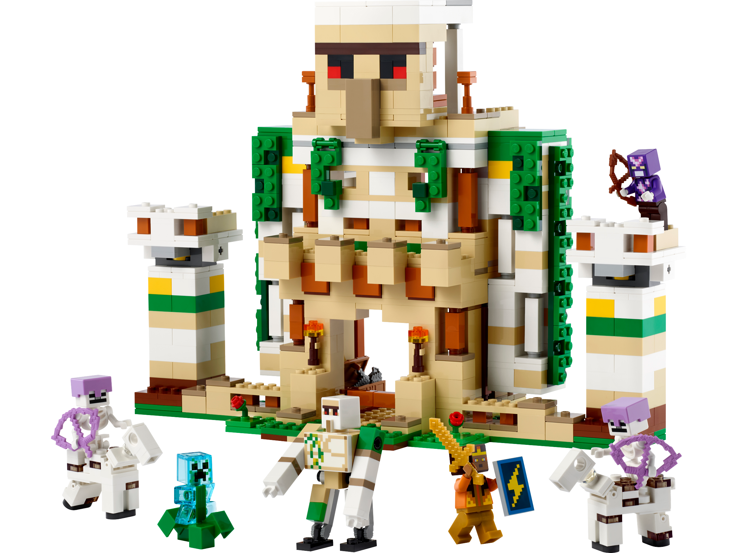 LEGO 21250 Minecraft The Iron Golem Fortress, Buildable Castle Toy,  Convertible into a Large Figure, with 7 Figures Including Crystal Knight,  Skeleton