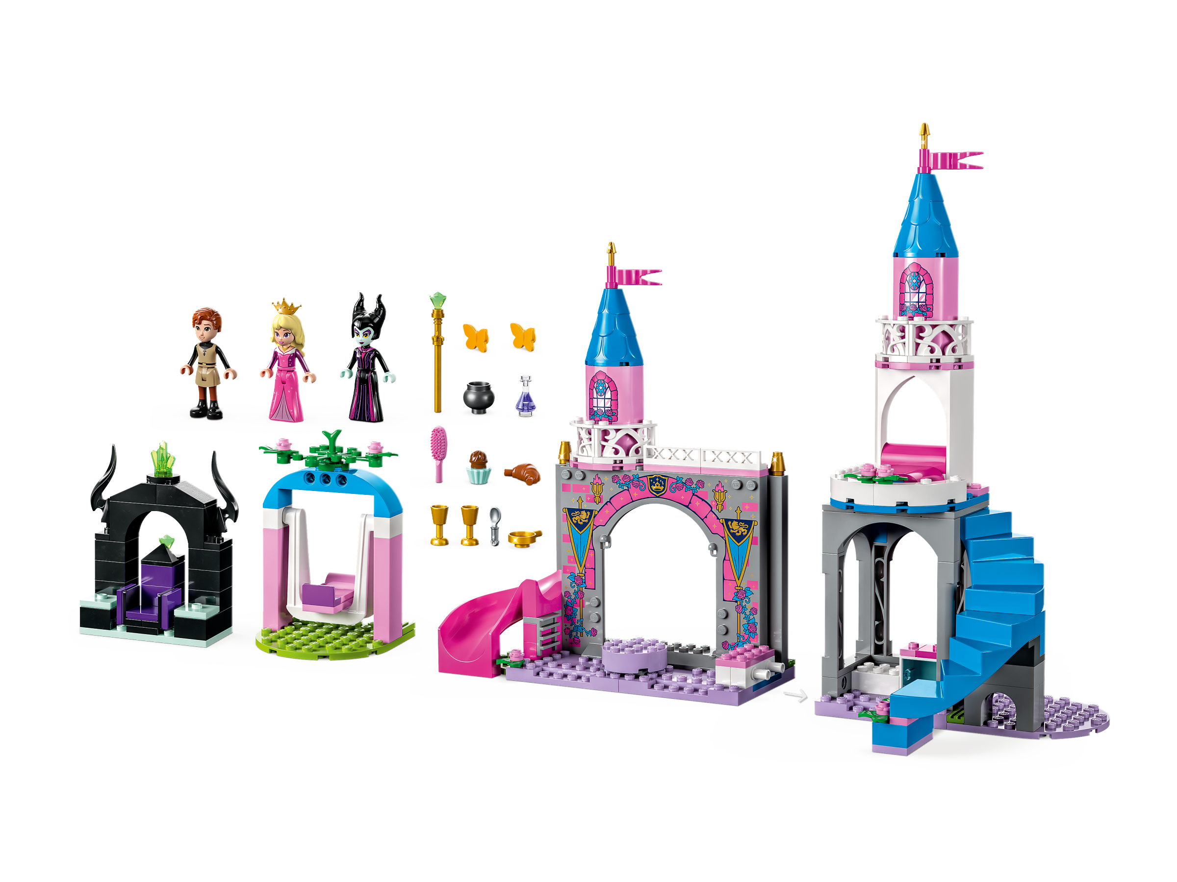 LEGO 43211 Disney Princesse Le Château d'Aurore, Jouet pour Filles et  Garçons 4 Ans, Figurines Belle au Bois Dormant, Prince Philippe et  Mini-Poupée