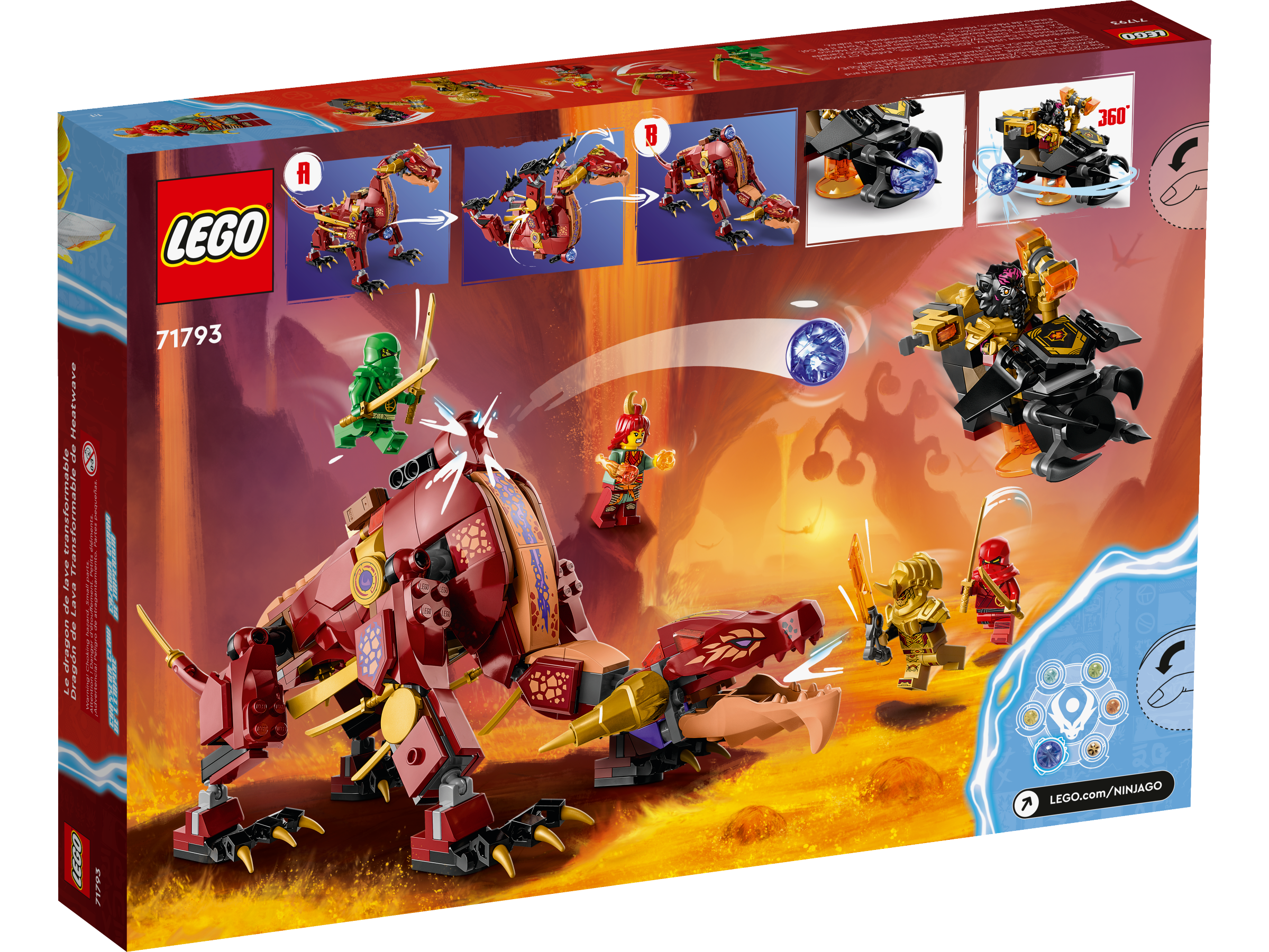LEGO 71793 NINJAGO Heatwave Transforming Lava Dragon Toy Set