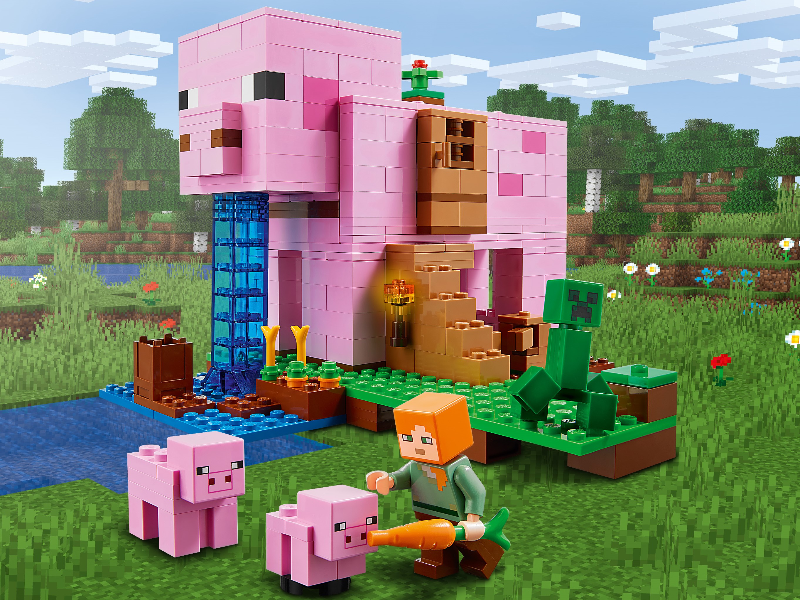 LEGO Minecraft 21170 La Pig House, Set da Costruire, Casa Apribile con  Animali Giocattolo, Giochi per Bambini da 8 Anni