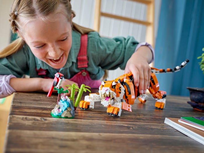 LEGO Creator 3 in 1 Majestic Tiger Building Set, Transforms from Tiger to  Panda or Koi Fish Set, Animal Figures, Collectible Building Toy, Gifts for