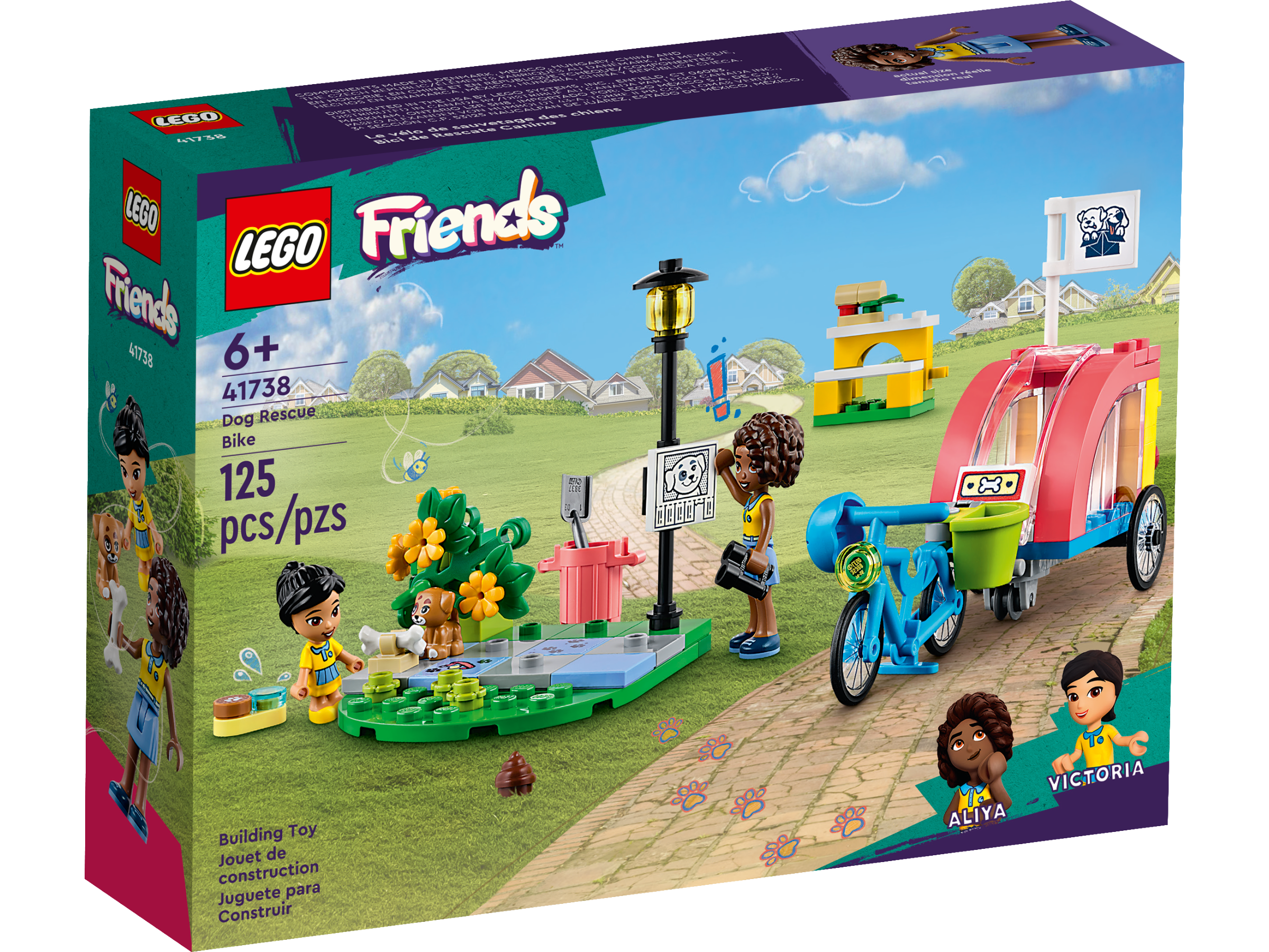 LEGO 41738 Friends Le Vélo De Sauvetage Canin, Jouet Enfants 6 Ans, Jeu  Soins des Animaux avec Figurine De Chiot Et 2 Mini-Poupées, Personnages  Série