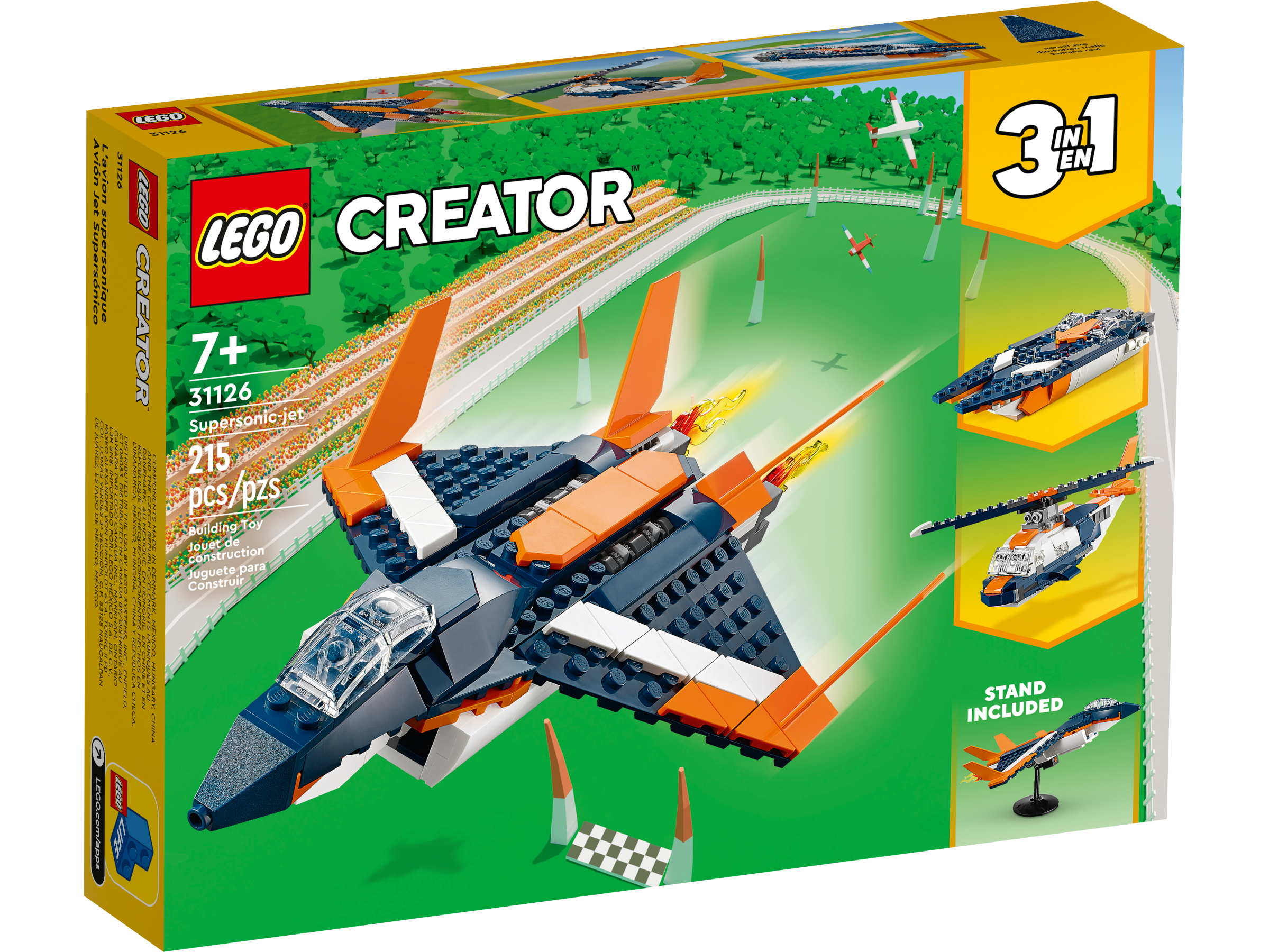 lego Creator 3 in 1 - Jet Supersonico, Elicottero o Motoscafo Costruzioni  per Bambini da 7+ Anni - 31126