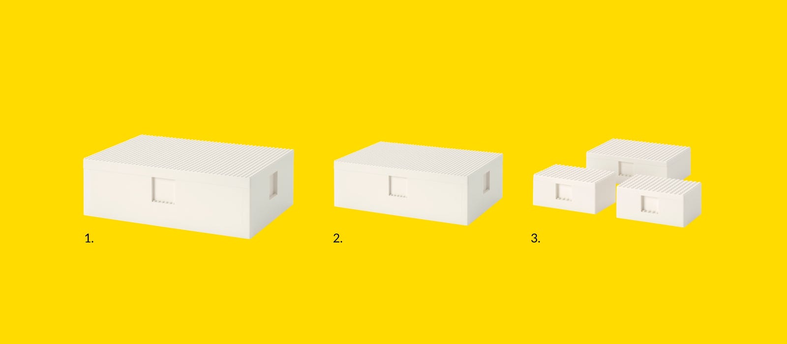 BYGGLEK LEGO® box with lid, set of 3, white - IKEA