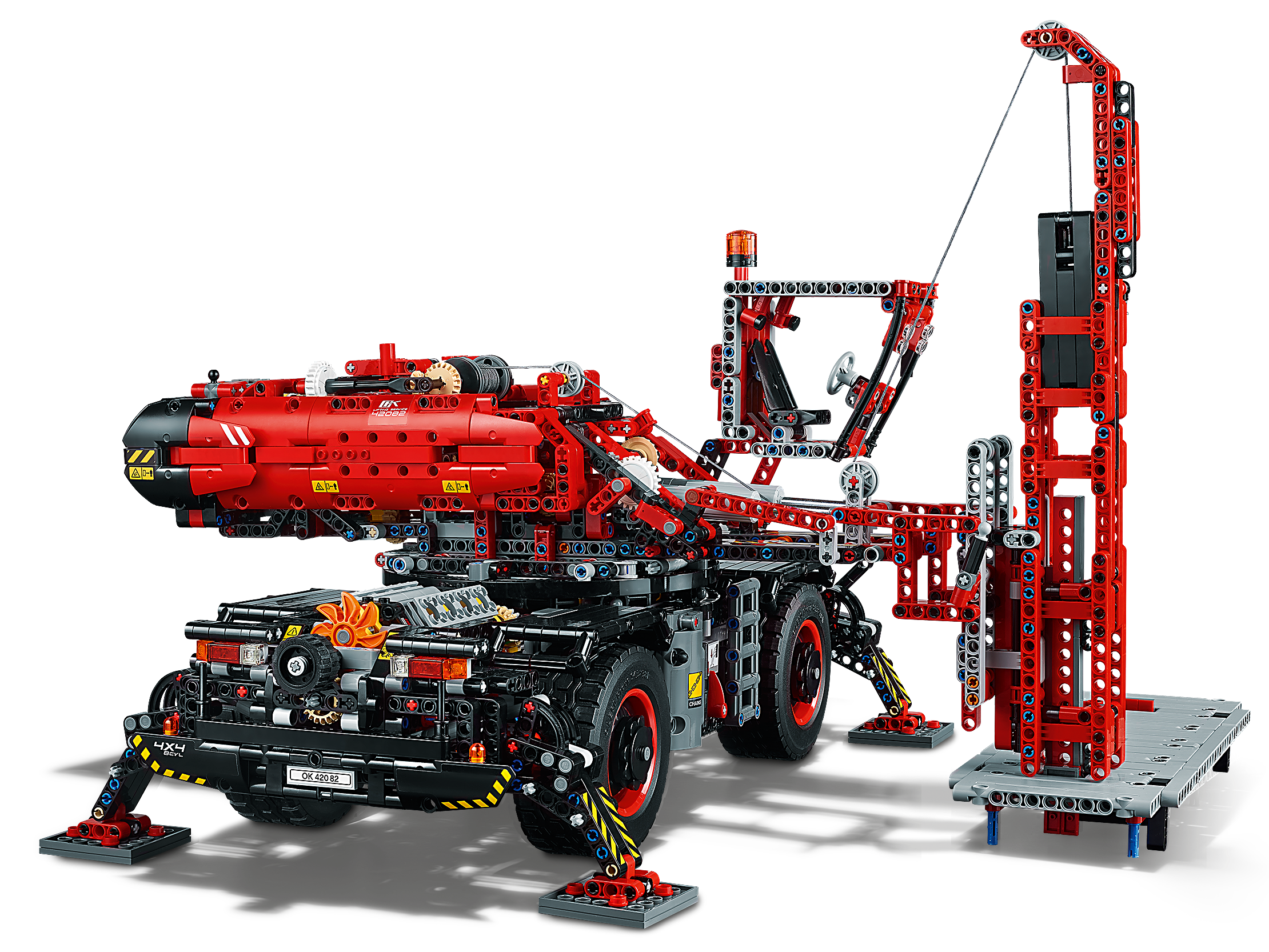 red lego crane