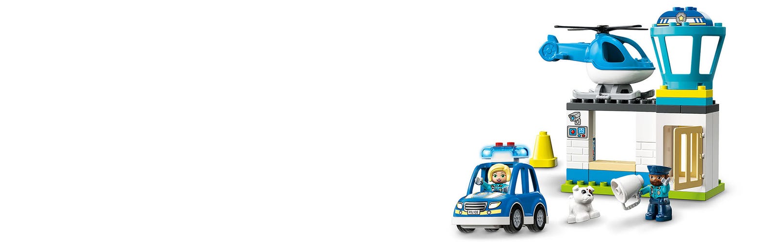 LEGO DUPLO Rescue Police Station 10959 Push & Go Juguete con luces y sirena  Plus helicóptero, juguetes de aprendizaje temprano para niños y niñas de 2