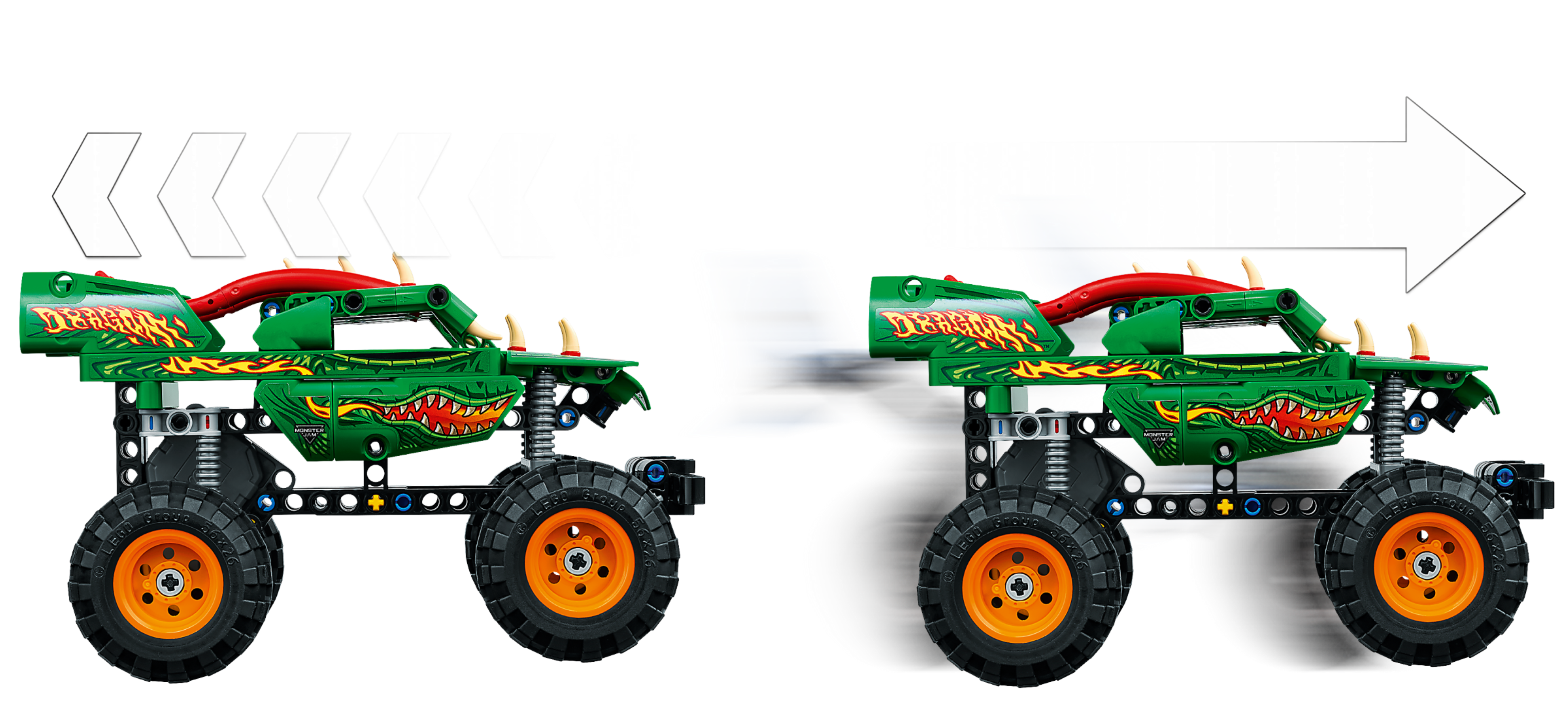 LEGO 42149 Technic Monster Jam Dragon, 2-en-1, Jouet Monster Truck pour  Racing, Voiture De Course, VTT, Cascadeur Tout-Terrain, Garçons Et Filles 7  Ans : : Jeux et Jouets