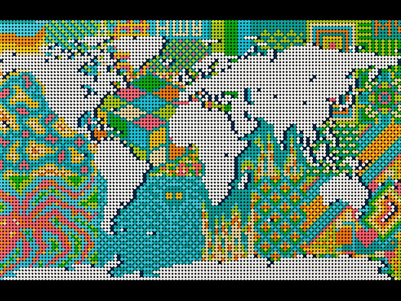 World Map - Front View  Lego worlds, World map design, Lego projects