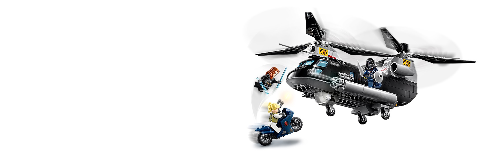 Black widow's discount helicopter chase lego