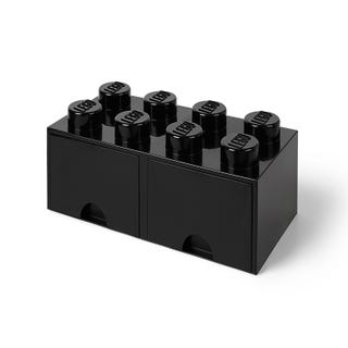 Svart, 8-knotters LEGO® oppbevaringskloss med skuffer