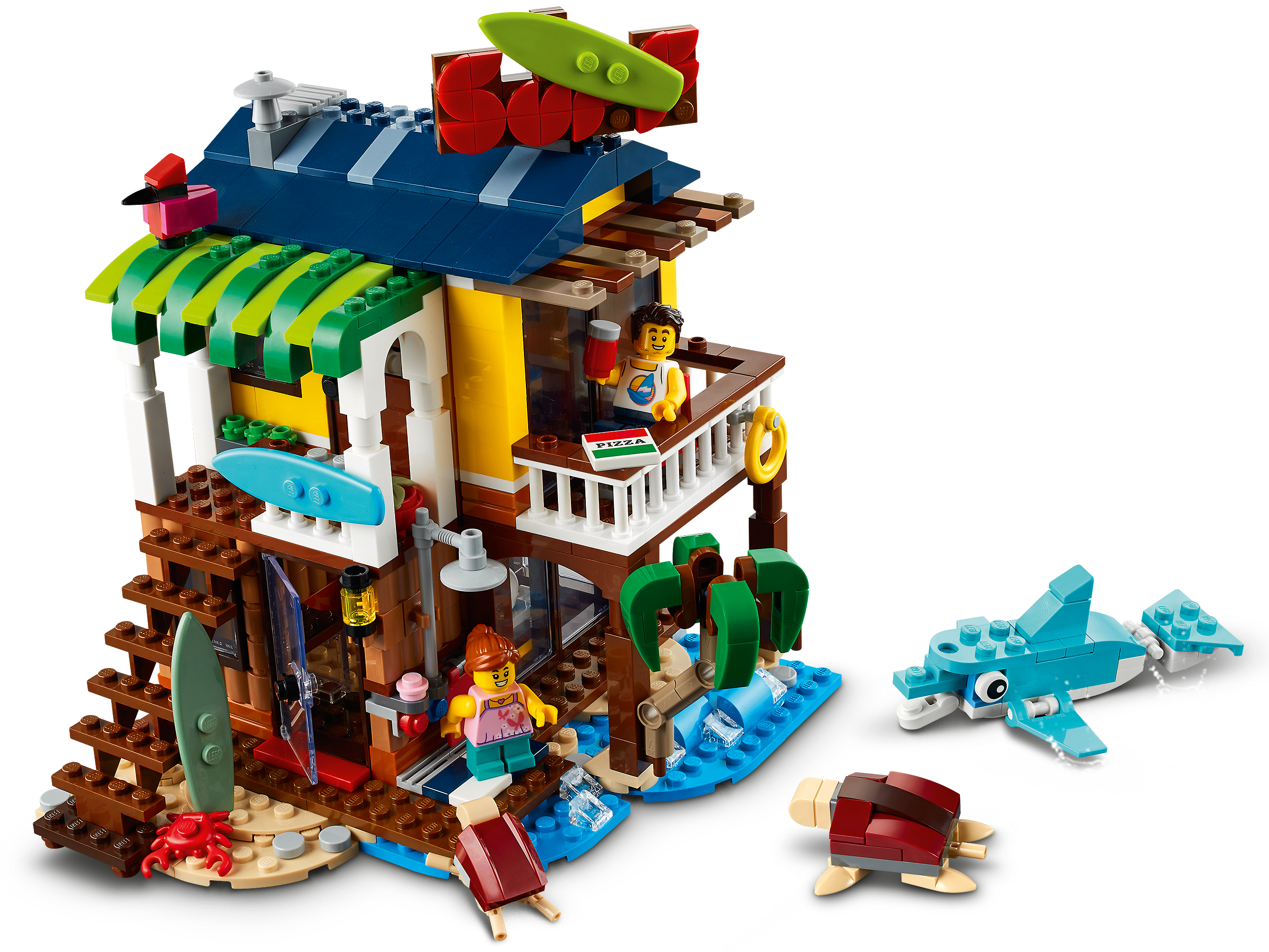 LEGO Creator 3 in 1 Surfer Beach House with 2 Minifigures and Dolphin  Figure, Transforms from Surf Shack to Lighthouse to Pool House, Great  Building