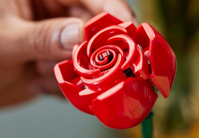 Fleurs Lego Architecture Kit de construction Red Rose Bouquets de fleurs  avec lumière Jouets de construction avec couverture anti-poussière pour  décor