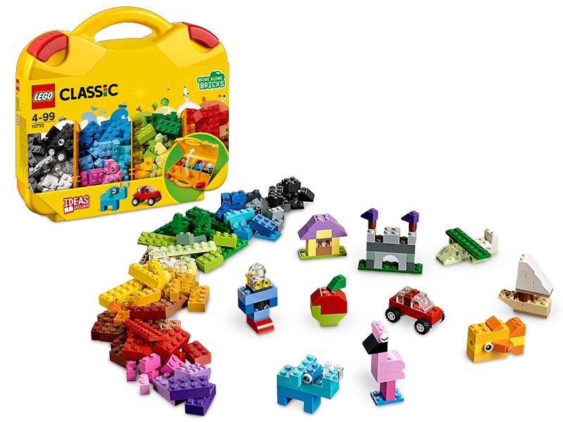 LEGO Classic Caja 10696 de ladrillos creativos medianos, Incluye un tren,  un automóvil y una figura de tigre, y un juego para niños y niñas de 4 a 99
