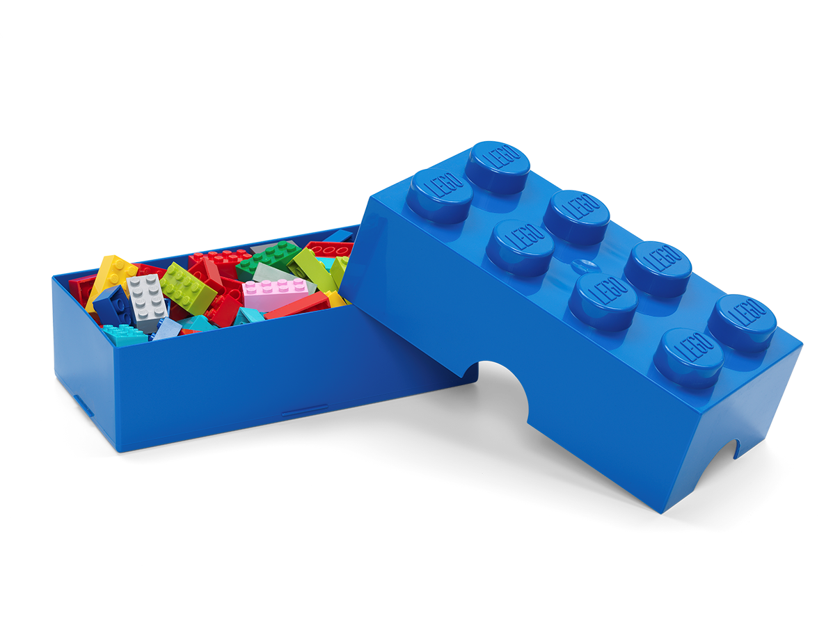 LEGO Caja de almacenamiento azul ladrillo 2 brillantes, 2 perillas