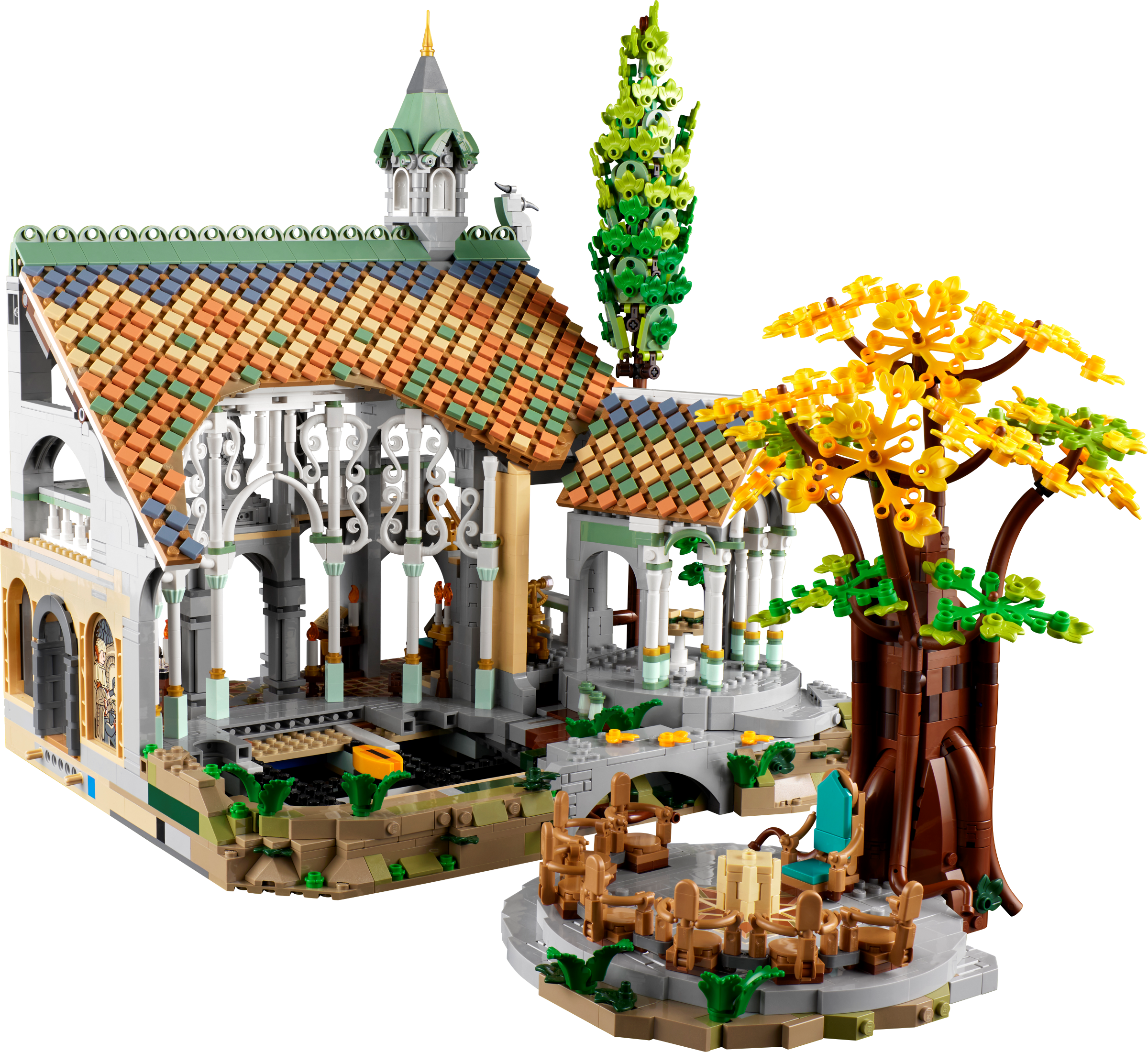 Lego Seigneur des Anneaux, Château custom avec 16personnages,5Animaux 100%  Lego.